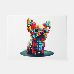 Kleurrijke geometrie 3D Chihuahua in moderne stijl Deurmat
