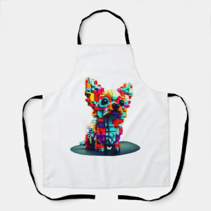 Kleurrijke geometrie 3D Chihuahua in moderne stijl Schort