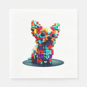 Kleurrijke geometrie 3D Chihuahua in moderne stijl Servet