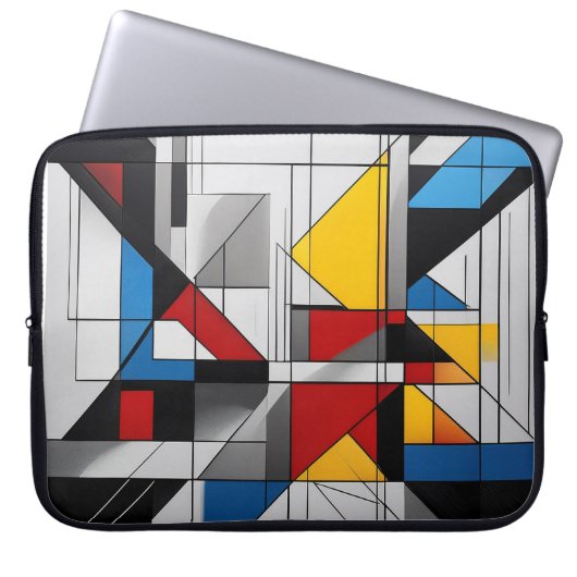 Kleurrijke geometrie chaos laptop sleeve (Voorkant)