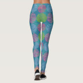 Kleurrijke geometrische abstracte cirkels op blauw leggings (Achterkant)