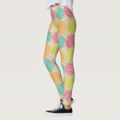 Kleurrijke geometrische abstracte cirkels op crème leggings (Links)