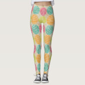 Kleurrijke geometrische abstracte cirkels op crème leggings (Voorkant)