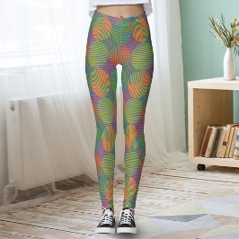 Kleurrijke geometrische abstracte cirkels op paars leggings