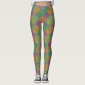 Kleurrijke geometrische abstracte cirkels op paars leggings (Voorkant)