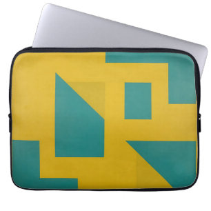 Kleurrijke Geometrische Abstracte Geel Turquoise Laptop Sleeve