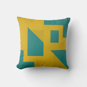 Kleurrijke Geometrische Abstracte Gele Teal Kussen