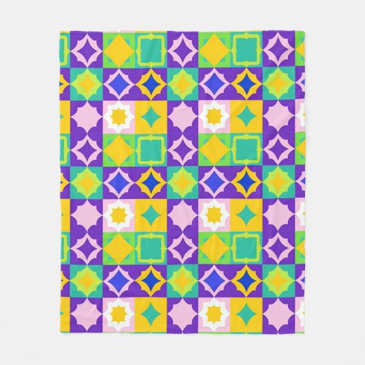 Kleurrijke Geometrische Abstracte Kunst Fleece Deken (Voorkant)