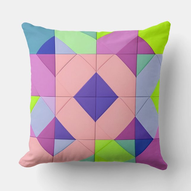 Kleurrijke Geometrische Abstracte Kunst Kussen (Voorkant)