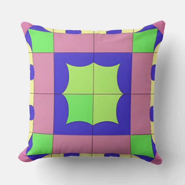 Kleurrijke Geometrische Abstracte Kunst Kussen (Voorkant)