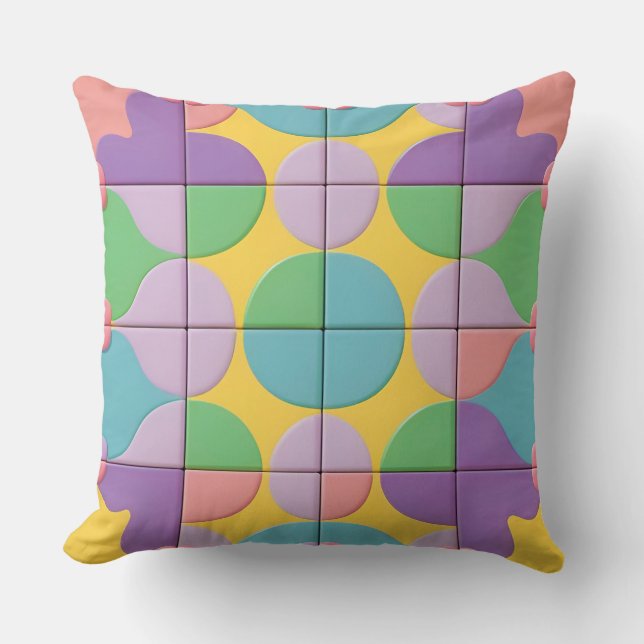Kleurrijke Geometrische Abstracte Kunst Kussen (Voorkant)