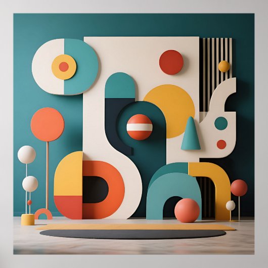 Kleurrijke Geometrische Abstracte Kunst  Poster (Voorkant)