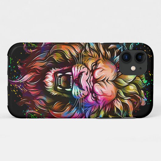 KLEURRIJKE GEOMETRISCHE ABSTRACTE MAJESTUEUZE LION Case-Mate iPhone CASE (Achterkant (horizontaal))