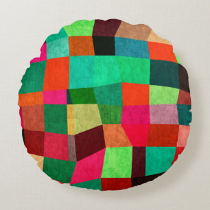 Kleurrijke geometrische: Abstracte naadloze textuu Rond Kussen