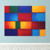 Kleurrijke geometrische abstracte vierkante patroo canvas afdruk (Insitu (Houten vloer))