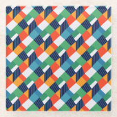 Kleurrijke Geometrische Abstracte Vorm Glazen Onderzetter (Voorkant)