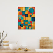 Kleurrijke geometrische Abstracte vormen Modern Poster (Keuken)
