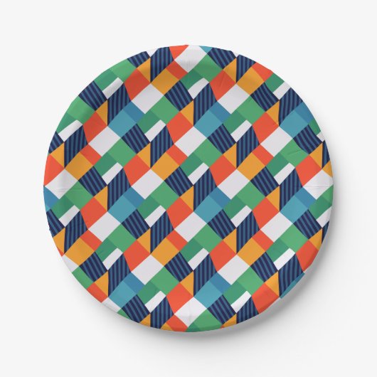 Kleurrijke Geometrische Abstracte Vormgeving Papieren Bordje (Voorkant)