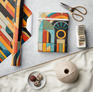 Kleurrijke geometrische art deco patroon 2 cadeaupapier