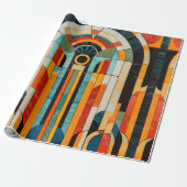 Kleurrijke geometrische art deco patroon 2 cadeaupapier (Uitgerold)