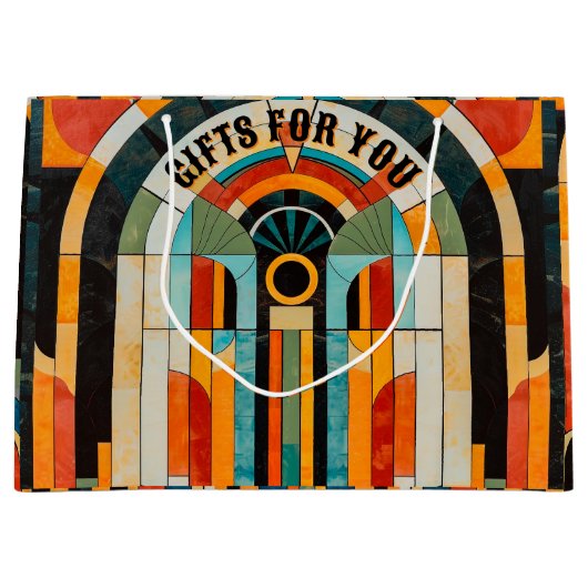 Kleurrijke geometrische art deco patroon 2 groot cadeauzakje (Voorkant)