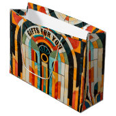 Kleurrijke geometrische art deco patroon 2 groot cadeauzakje (Voorkant Gekanteld)