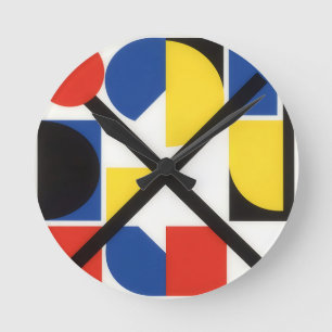 Kleurrijke geometrische Bauhaus Suprematistische k Ronde Klok