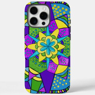 Kleurrijke geometrische bloem iPhone 16 pro max hoesje
