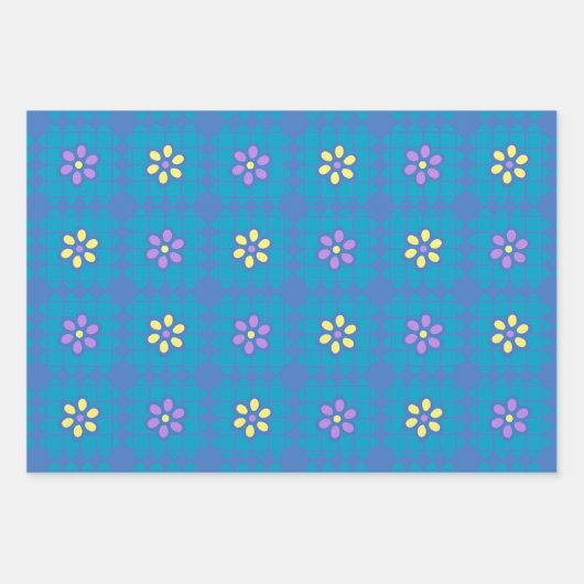 Kleurrijke geometrische bloem patroon afgespeeld e inpakpapier vel (Voorkant 2)