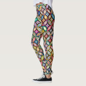Kleurrijke geometrische bloemen leggings (Links)