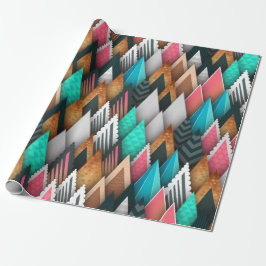 Kleurrijke geometrische bomen, bos, Natuur Cadeaupapier