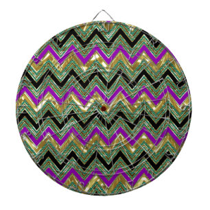 Kleurrijke geometrische chevron gouden accenten dartbord