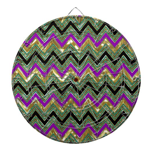 Kleurrijke geometrische chevron gouden accenten dartbord (Voorkant)