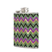 Kleurrijke geometrische chevron gouden accenten heupfles (Links)