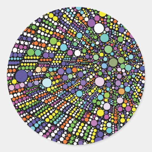 Kleurrijke geometrische cirkels ronde sticker (Voorkant)