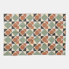 Kleurrijke geometrische collage met marmer texture theedoek