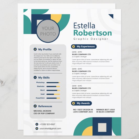 Kleurrijke Geometrische CV, CV (Voorkant / Achterkant)