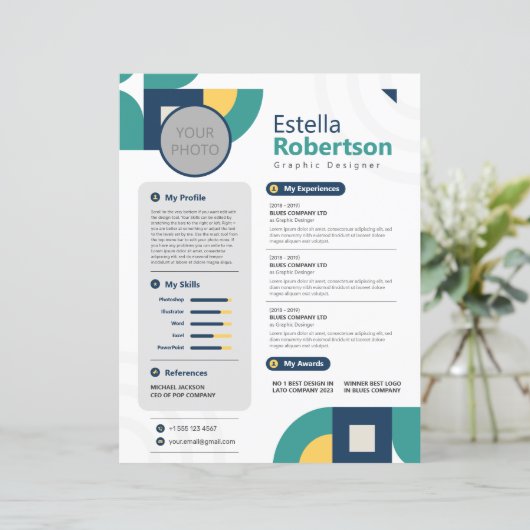 Kleurrijke Geometrische CV, CV (Staand voorkant)