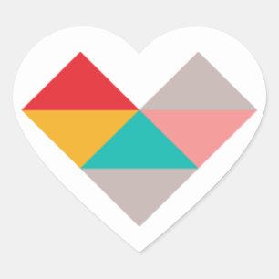 Kleurrijke geometrische driehoek hart bruiloft sticker