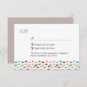 Kleurrijke geometrische driehoek Hart RSVP (Voorkant / Achterkant)