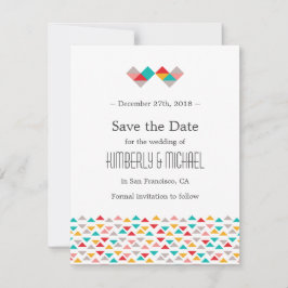 Kleurrijke Geometrische Driehoek Harten Save the D Date