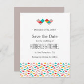 Kleurrijke Geometrische Driehoek Harten Save the D Save The Date (Voorkant / Achterkant)