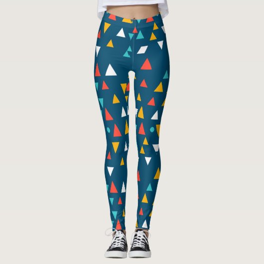 Kleurrijke Geometrische Driehoek Patroon Leggings (Voorkant)