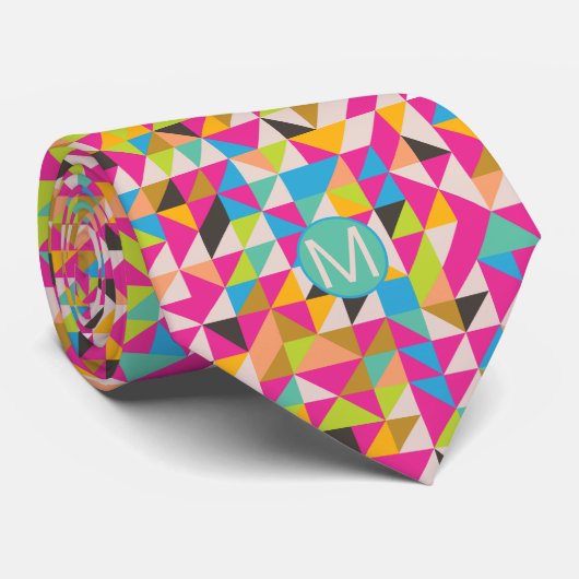 Kleurrijke geometrische driehoeken gevlekt stropdas (Opgerold)