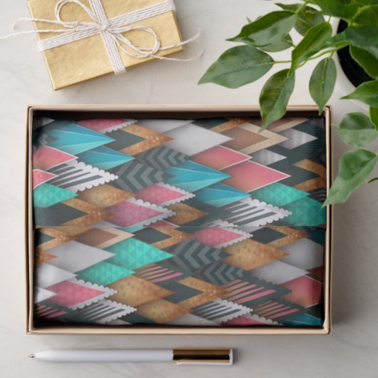 Kleurrijke geometrische Evergreen Forest Kerstboom Tissuepapier (Geschenk)