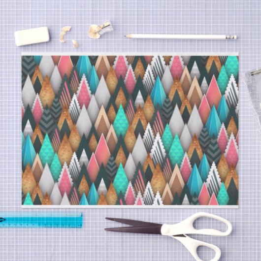 Kleurrijke geometrische Evergreen Forest Kerstboom Tissuepapier (Craft)