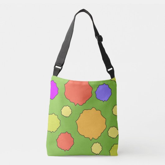 Kleurrijke Geometrische funky retro cirkels Crossbody Tas (Voorkant)