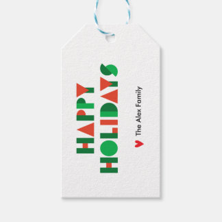 Kleurrijke Geometrische Gelukkig Kerst Persoonlijk Cadeaulabel