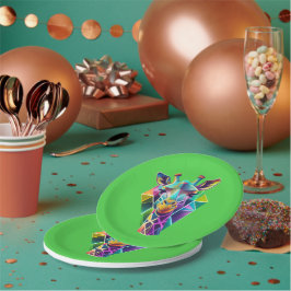 Kleurrijke geometrische Giraffe hoofd Papieren Bordje