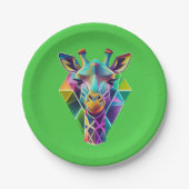 Kleurrijke geometrische Giraffe hoofd Papieren Bordje (Voorkant)